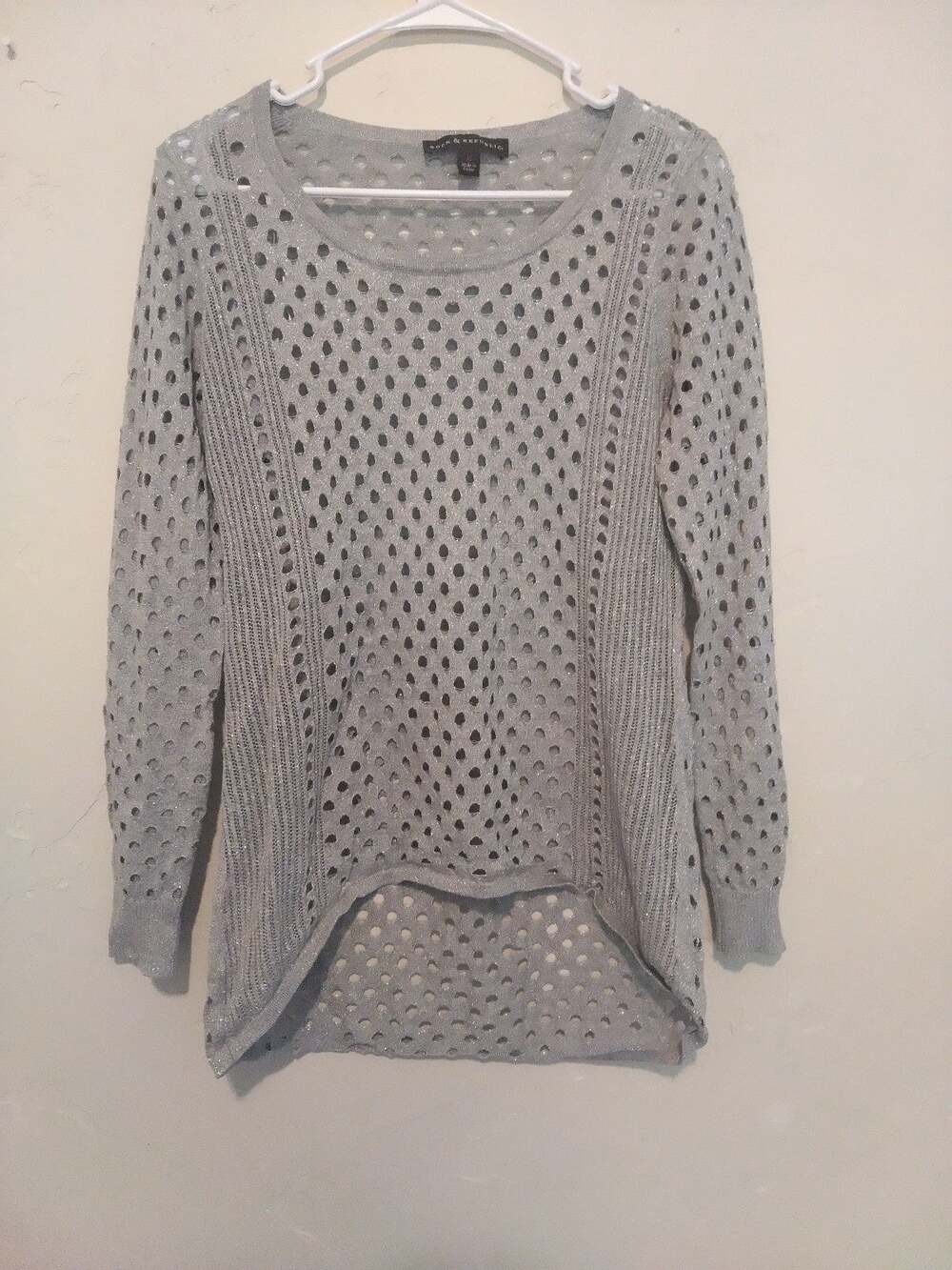 Rock and Republic Silver Long Sleeve Knit Top